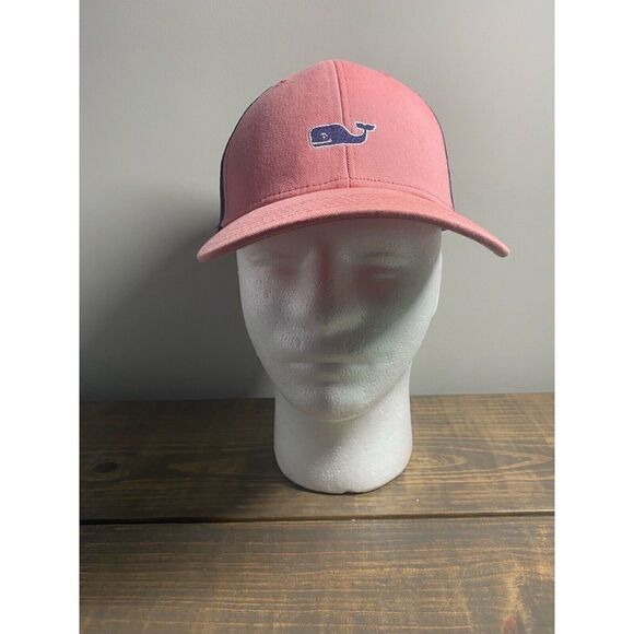 Vineyard Vines Cap Unisex Adjustable Pink/Salmon/Navy Whale Truckers Hat Mesh - Picture 7 of 8